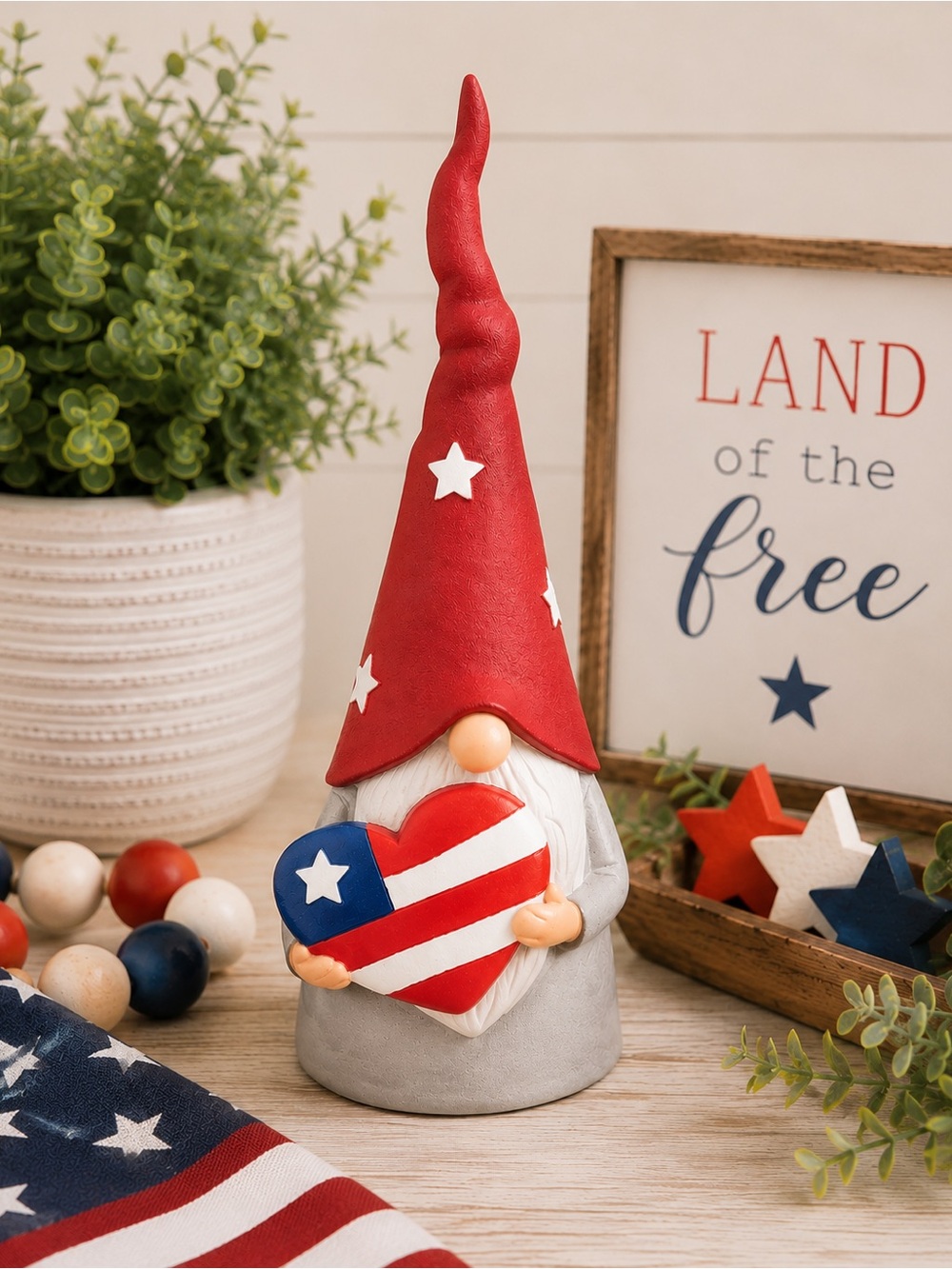 Patriotic Heart Gnome Decor 🇺🇸 12” Tall NEW